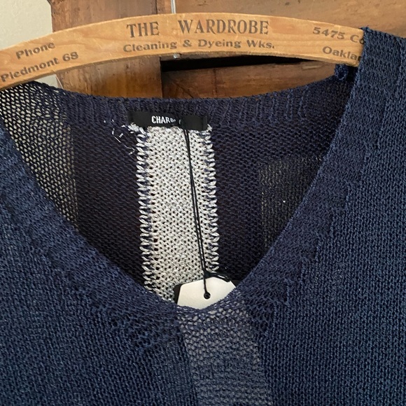 Charget Made In Italy Navy Blue and Silver V-Neck Sweater - Picture 5 of 12
